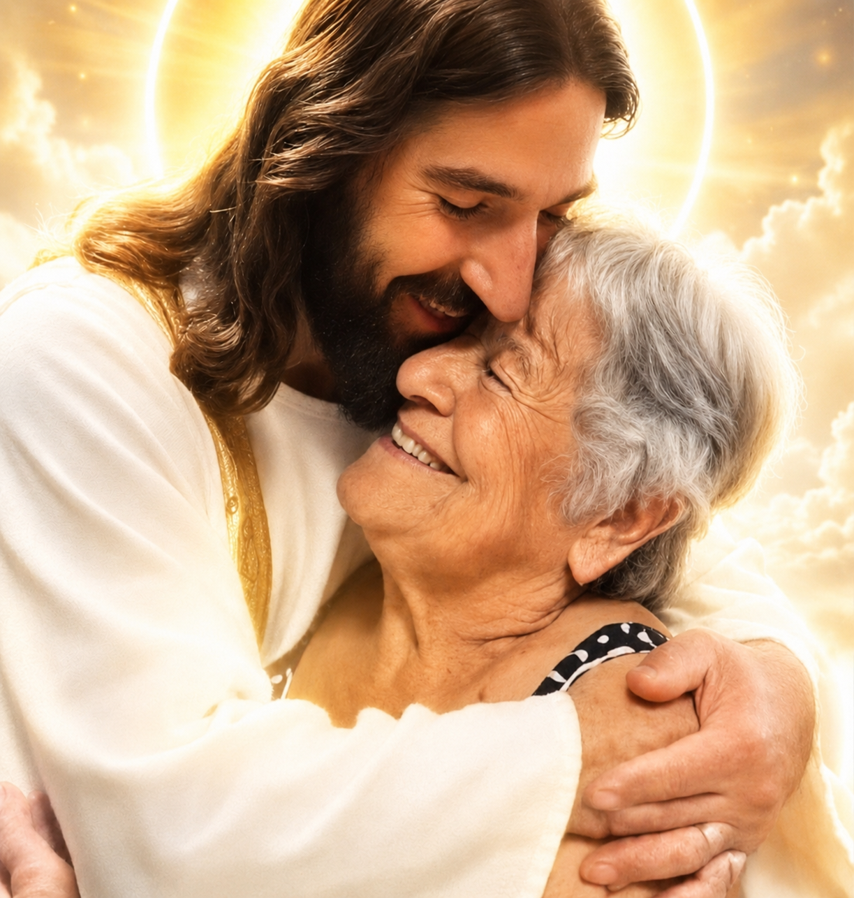 Jesus abraçando uma pessoa querida com carinho